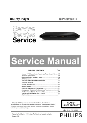 Philips bdp3490 service manual cover