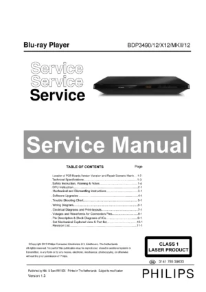 Philips bdp3490m service manual cover