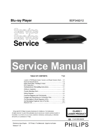 Philips bdp3492 service manual cover