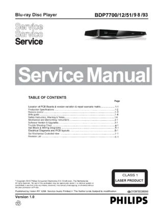 Philips bdp7700 service manual cover