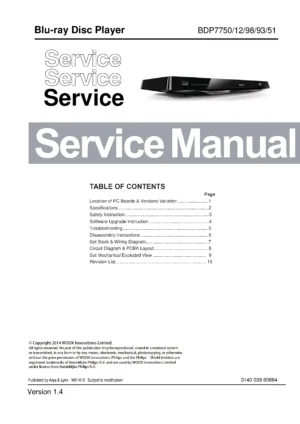 Philips bdp7750 service manual cover