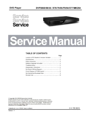 Philips dvp2850 service manual cover