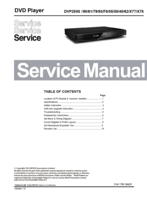 Philips dvp2880 service manual cover