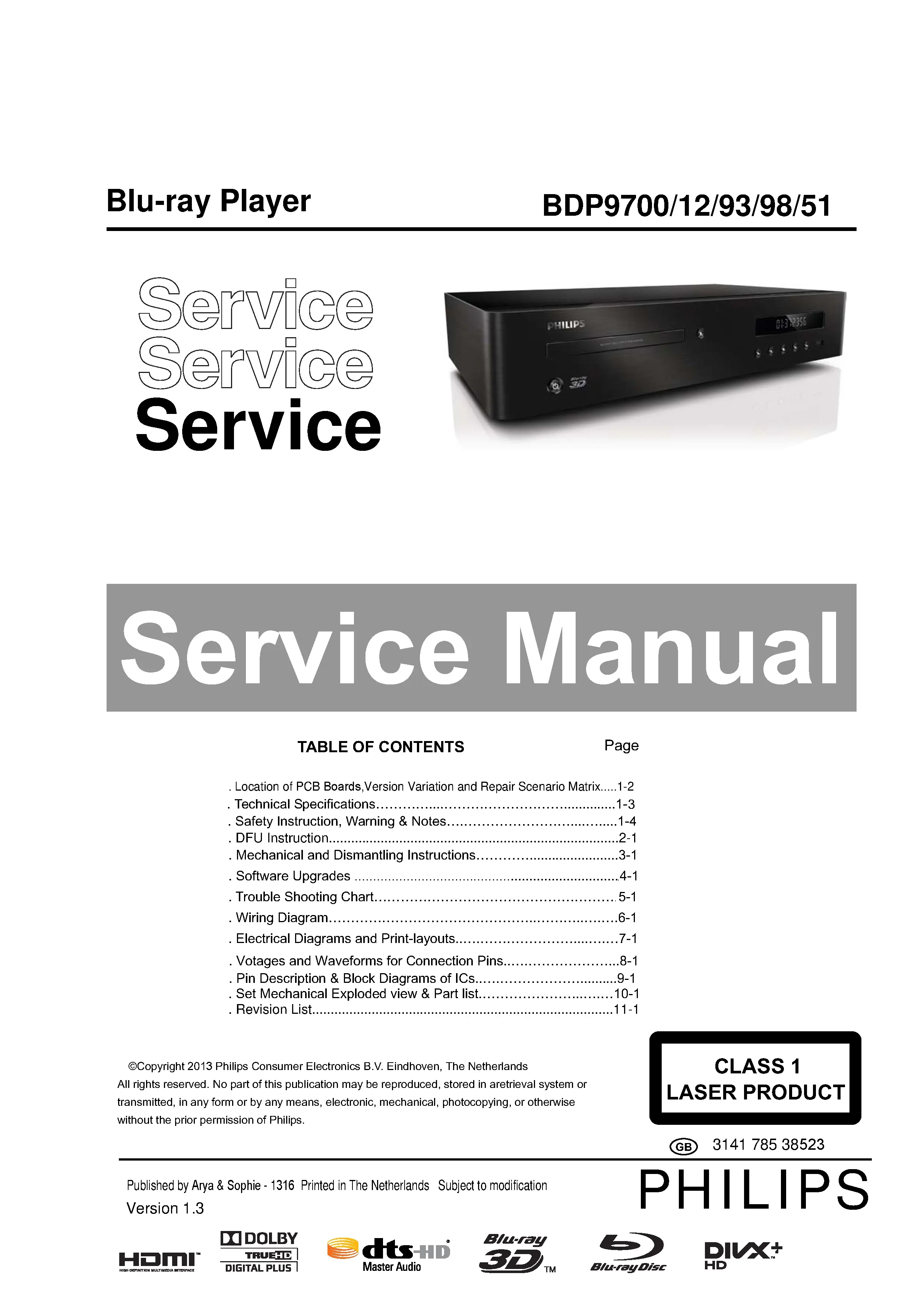 Philips fidelio bdp9700 service manual cover