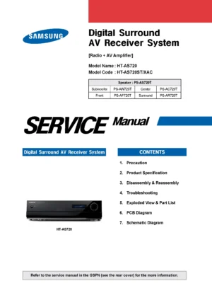 Samsung ht as720 as720st receiver service manual cover
