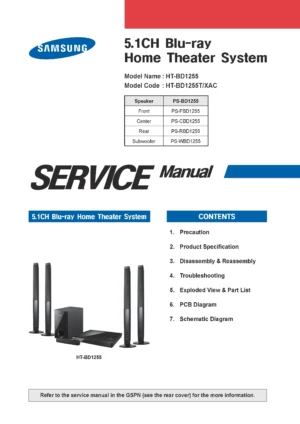 Samsung ht bd1255t service manual cover