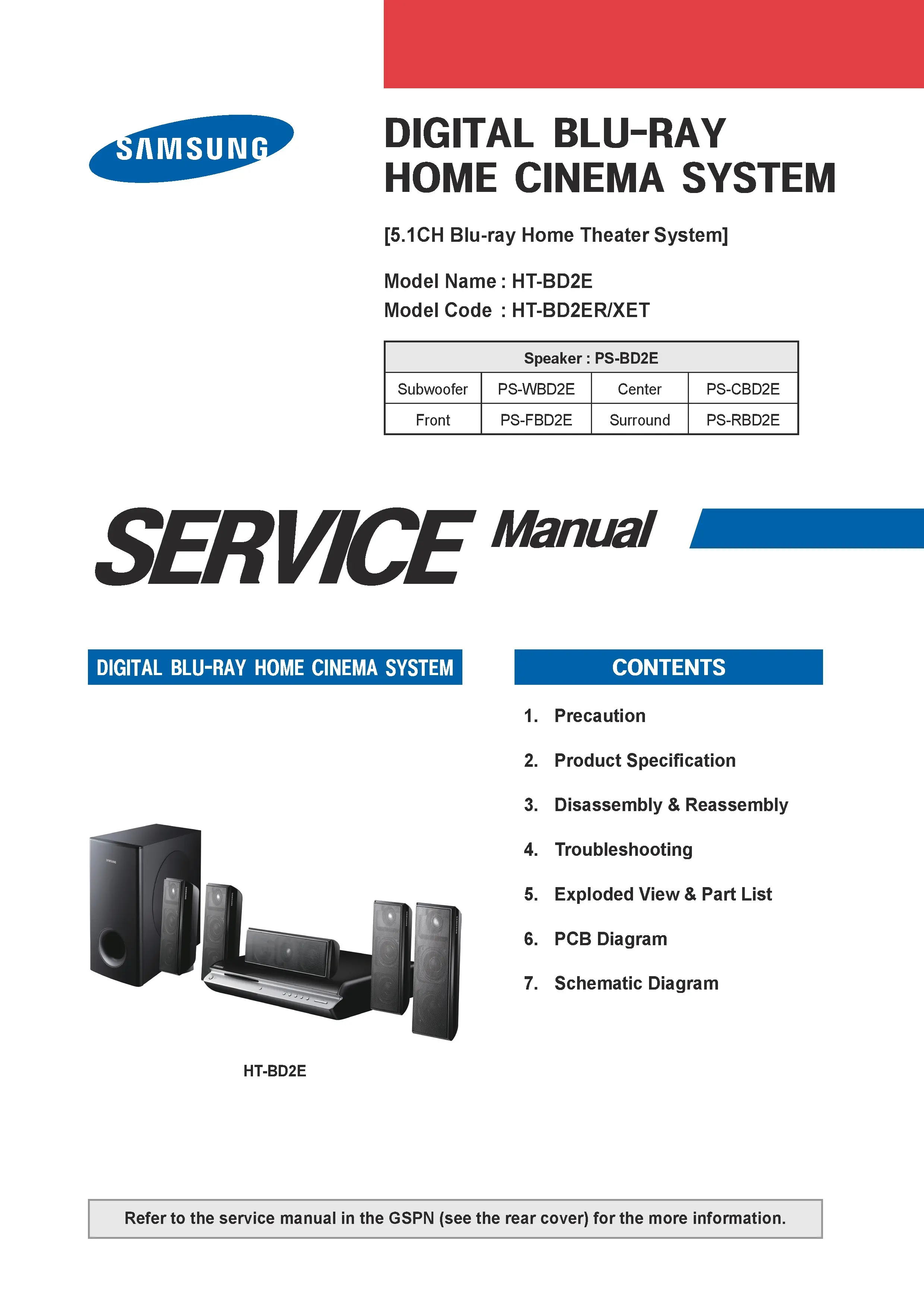 Samsung ht bd2er service manual cover