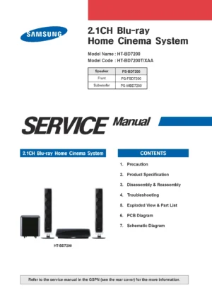 Samsung ht bd7200 bd7200t service manual cover