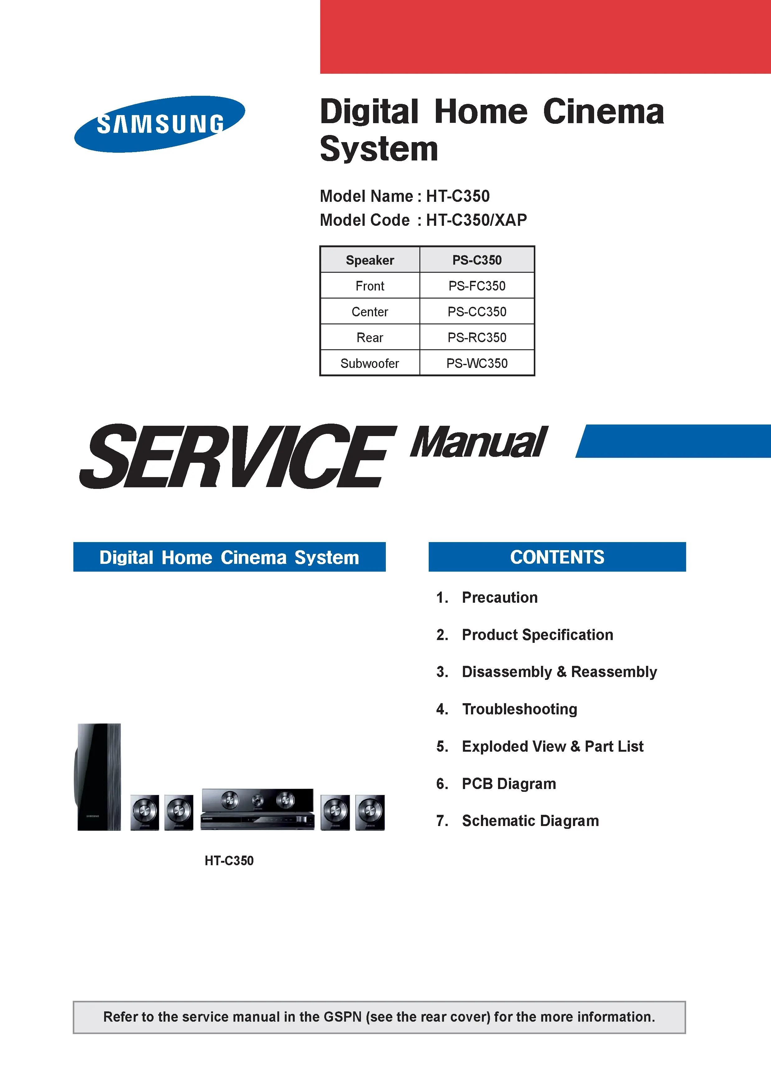 Samsung ht c350 service manual cover