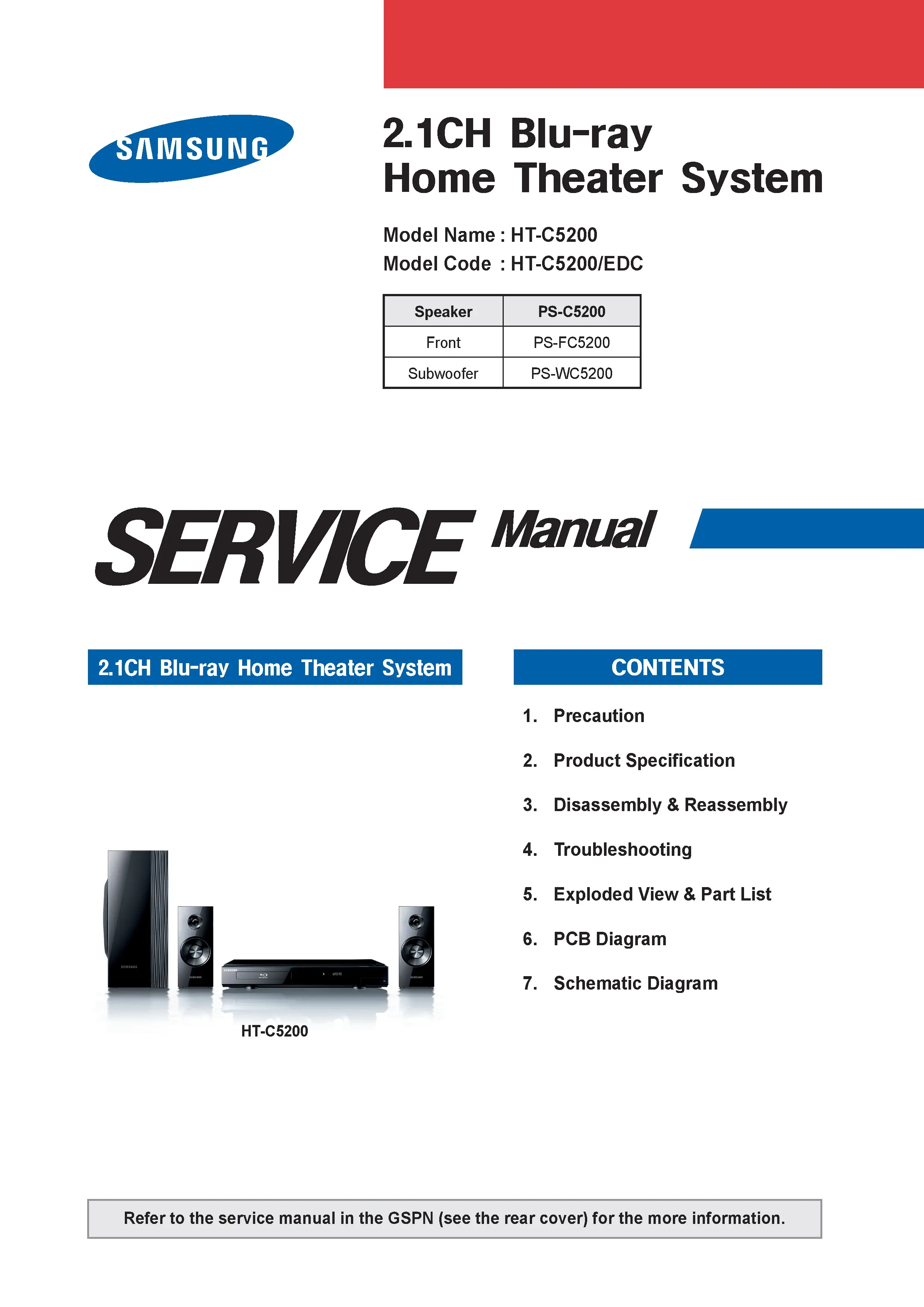 Samsung ht c5200 service manual cover