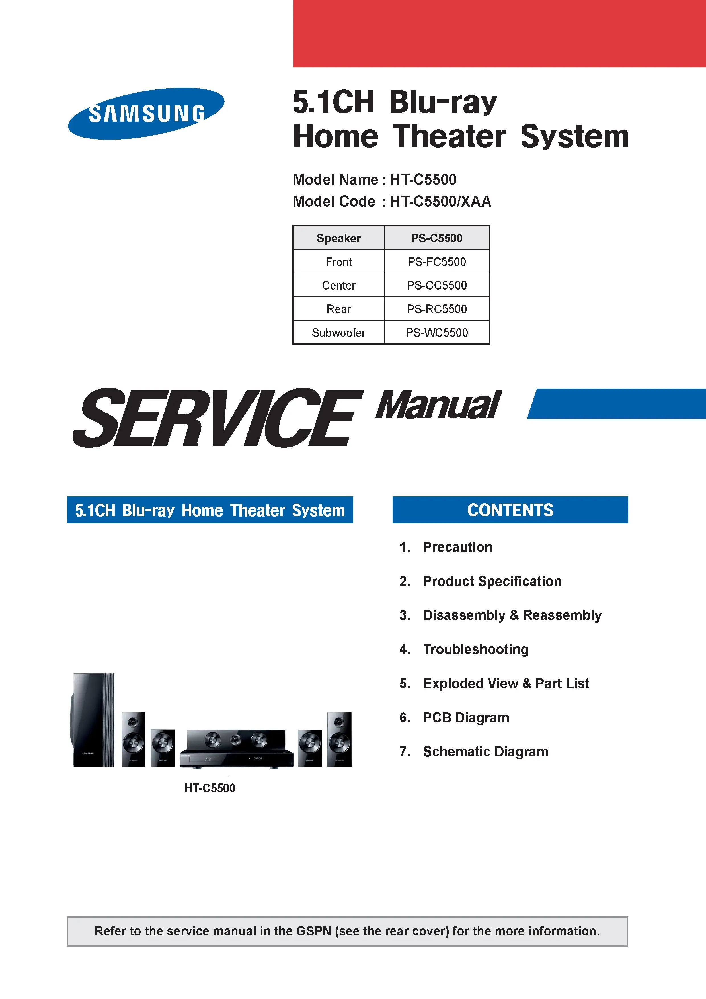 Samsung ht c5500 service manual cover