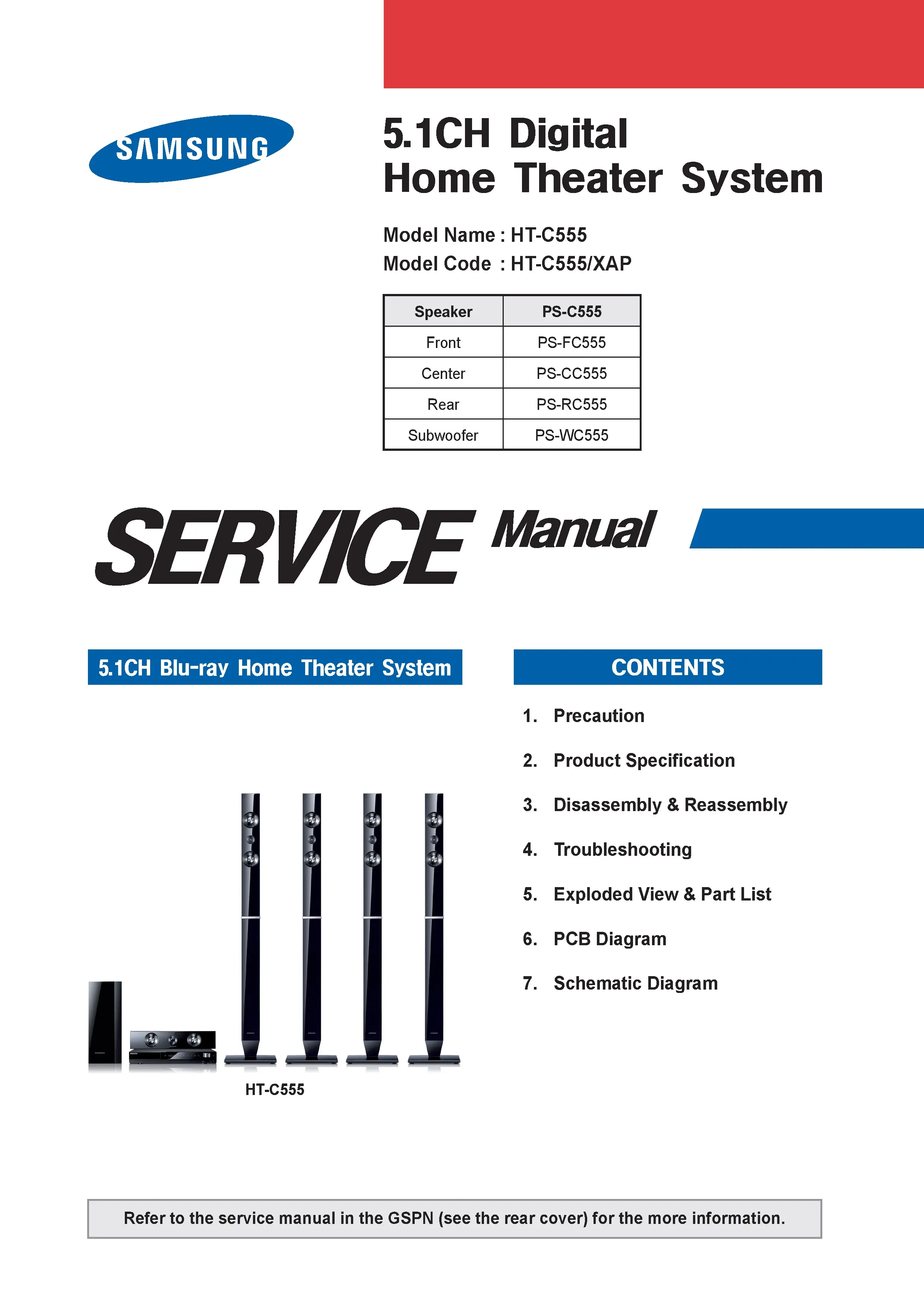 Samsung ht c555 service manual cover