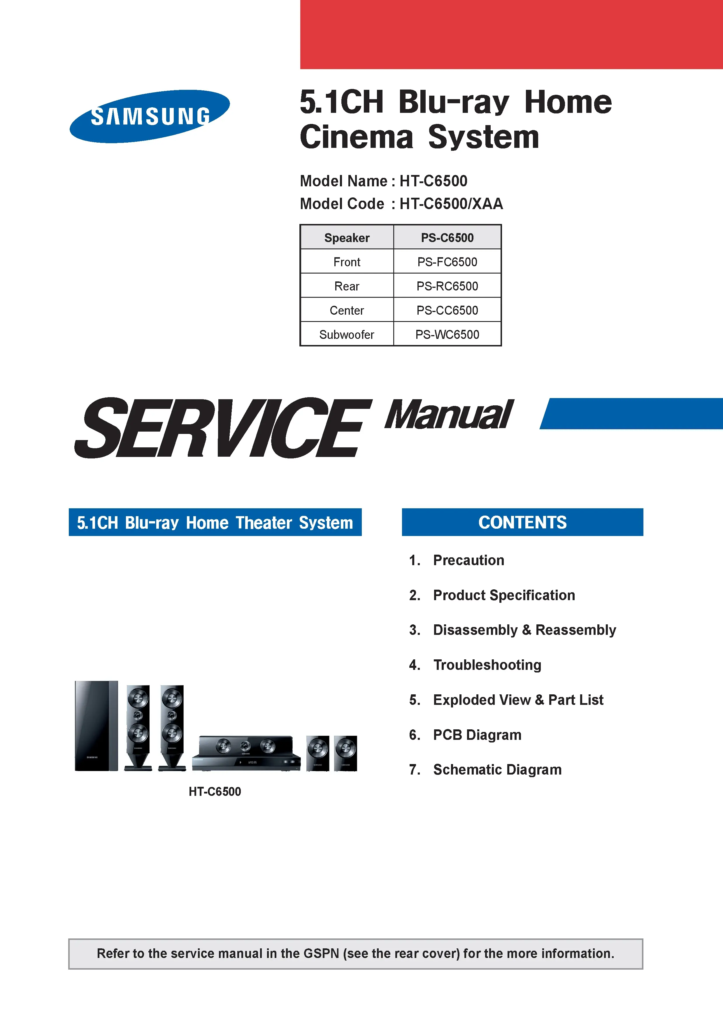 Samsung ht c6500 service manual cover