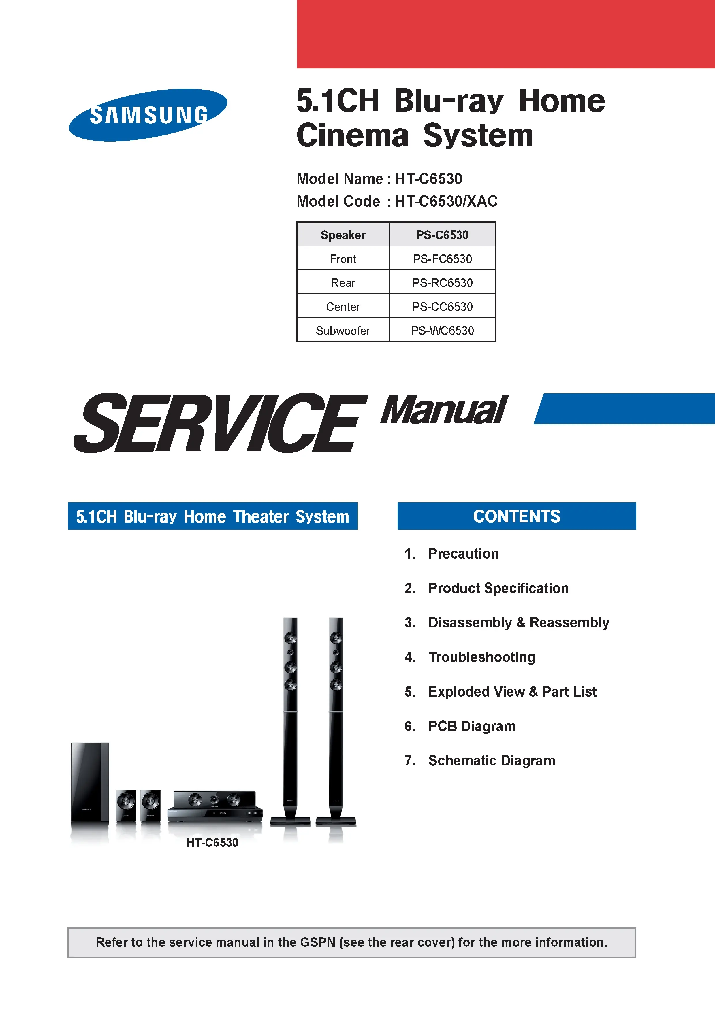 Samsung ht c6530 service manual cover