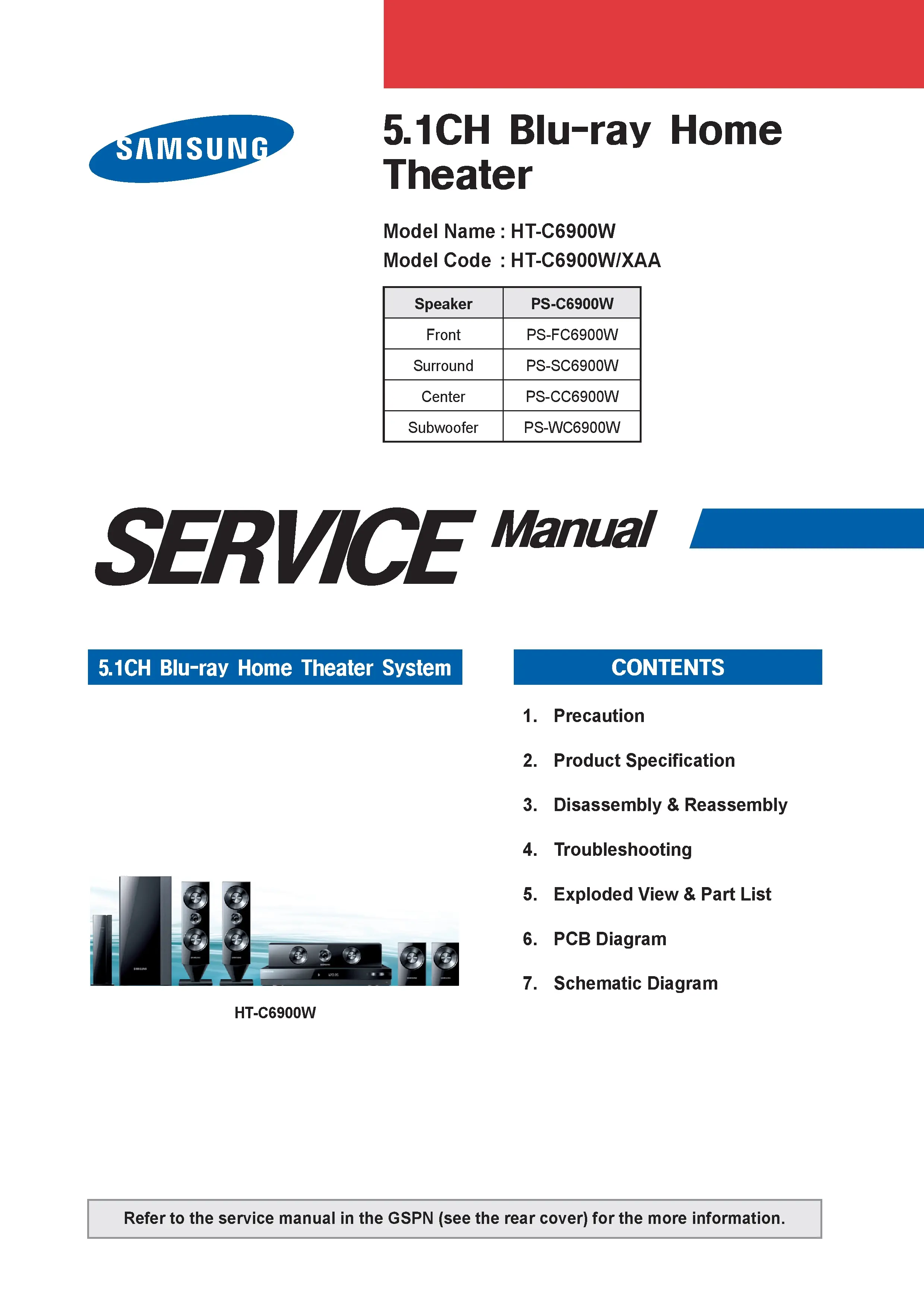 Samsung ht c6900w service manual cover