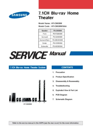 Samsung ht c6930w service manual cover