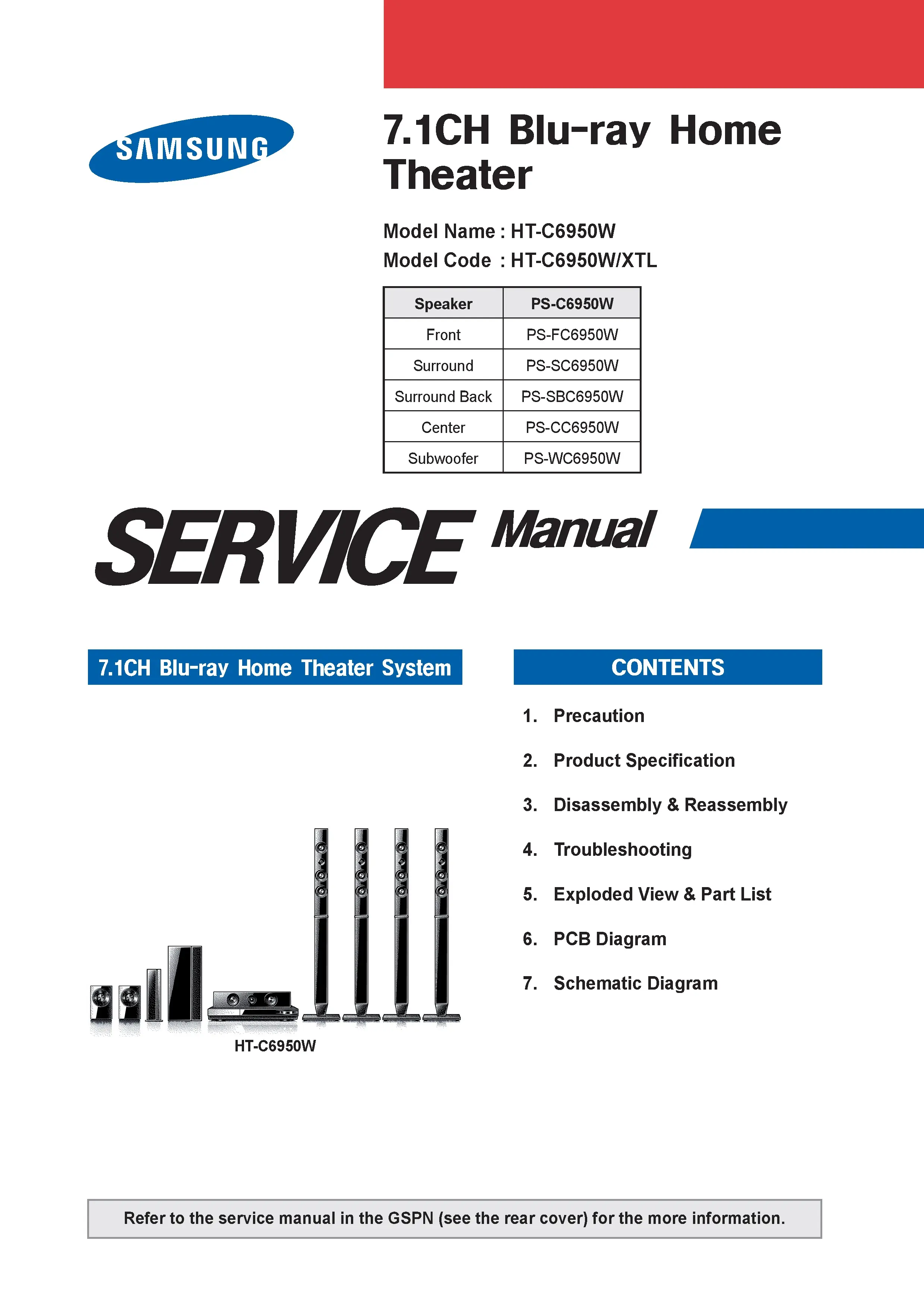 Samsung ht c6950w service manual cover
