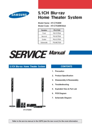 Samsung ht c7530w service manual cover