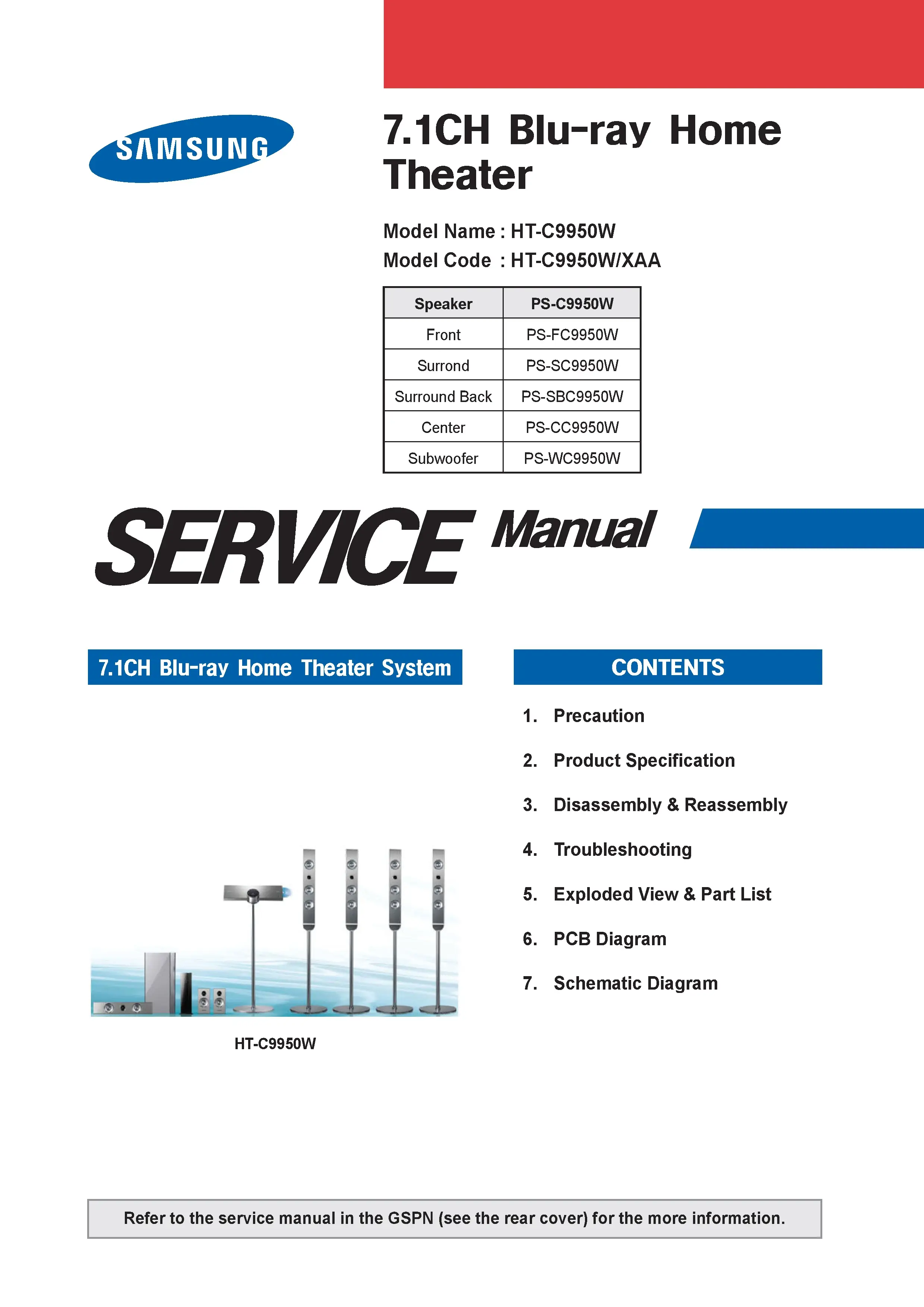 Samsung ht c9950w service manual cover