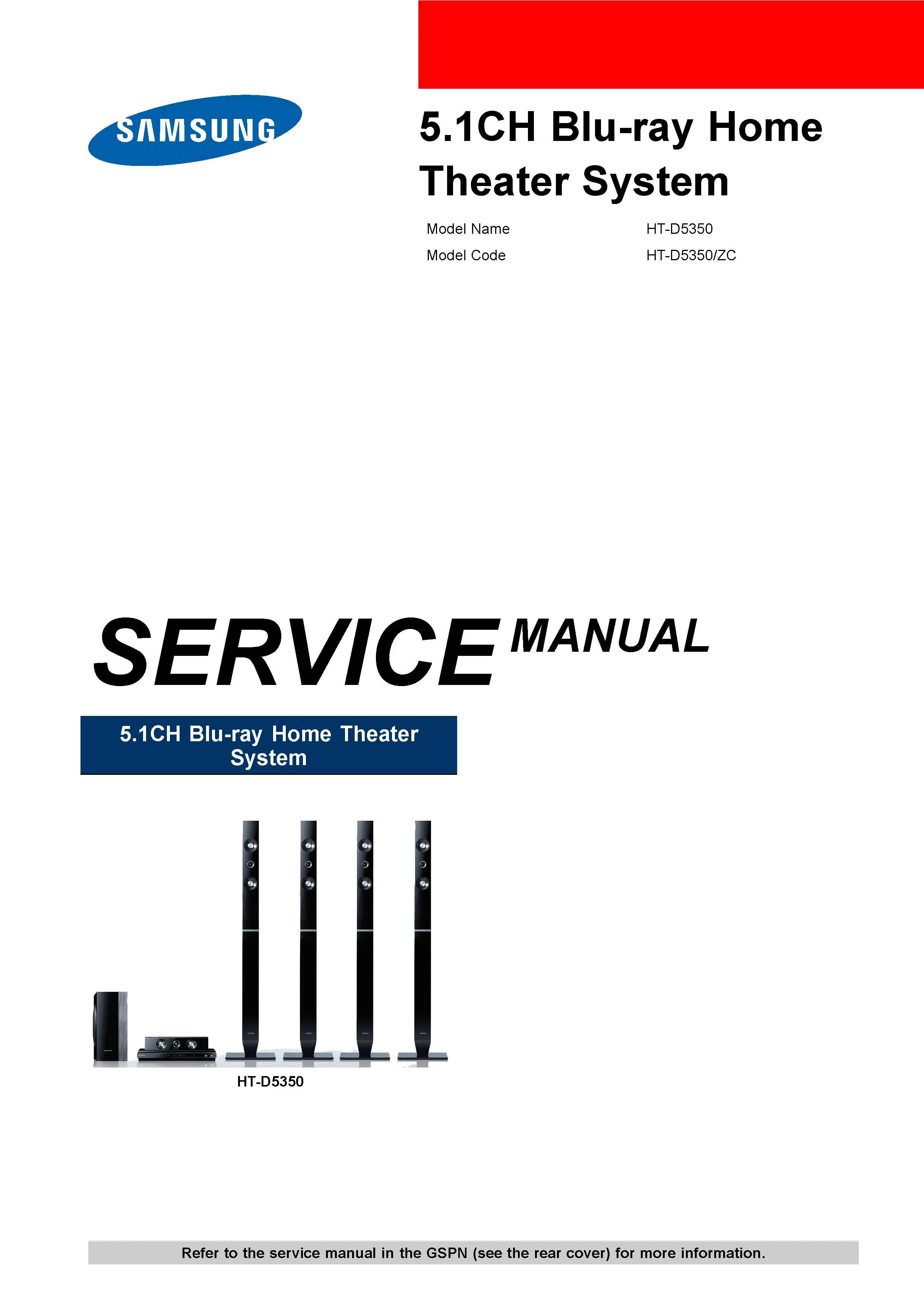 Samsung ht d5350 service manual cover