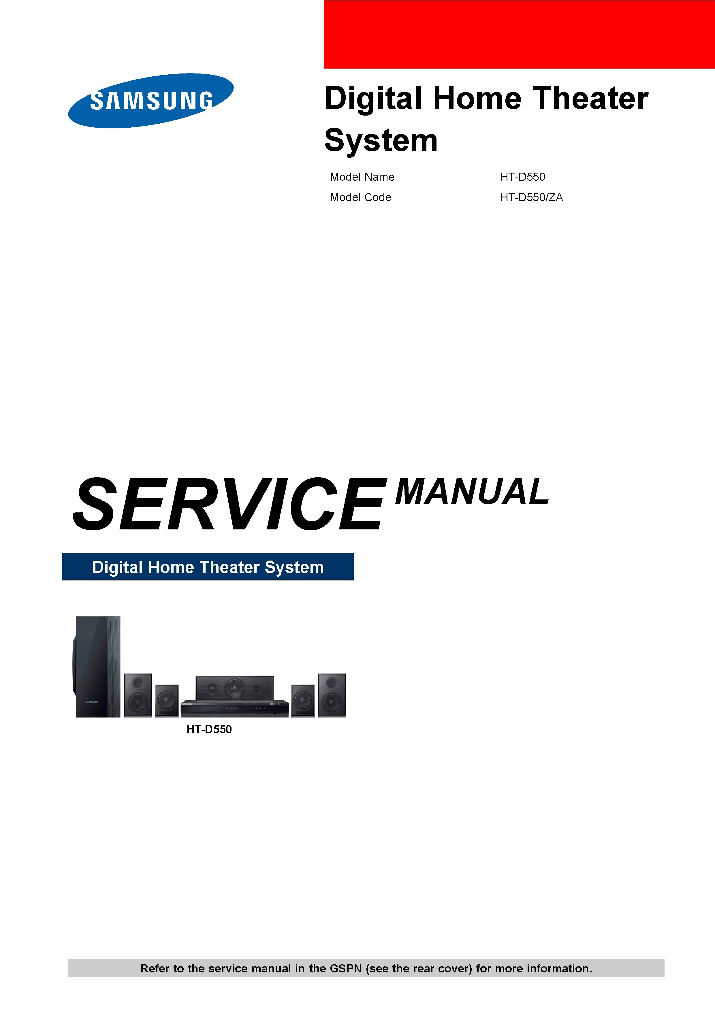 Samsung ht d550 service manual cover
