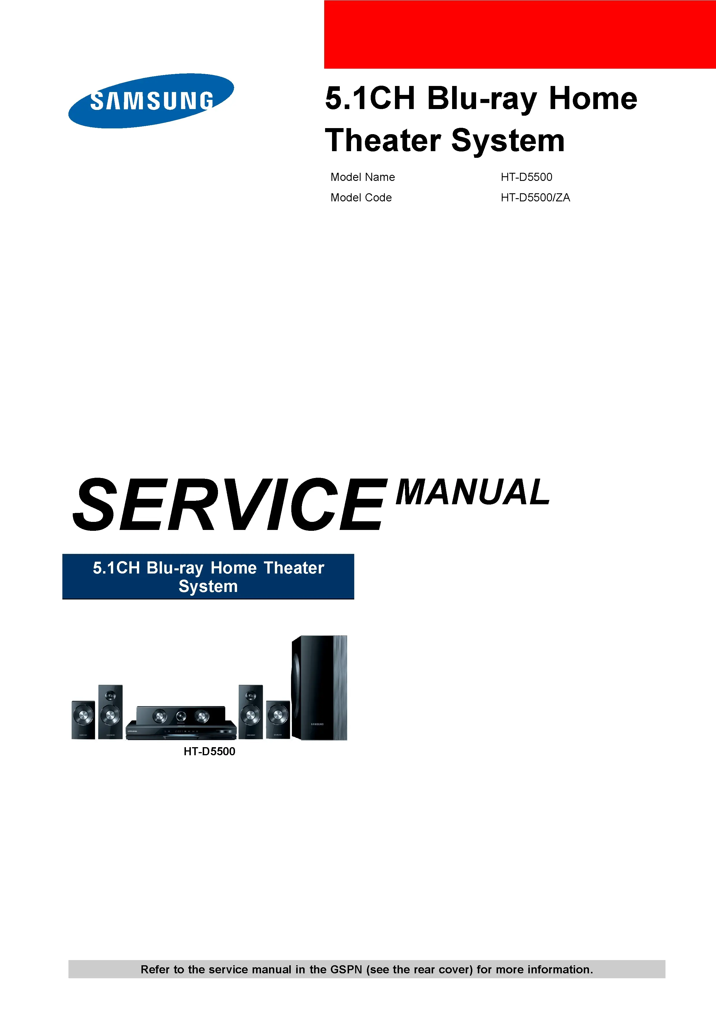 Samsung ht d5500 service manual cover