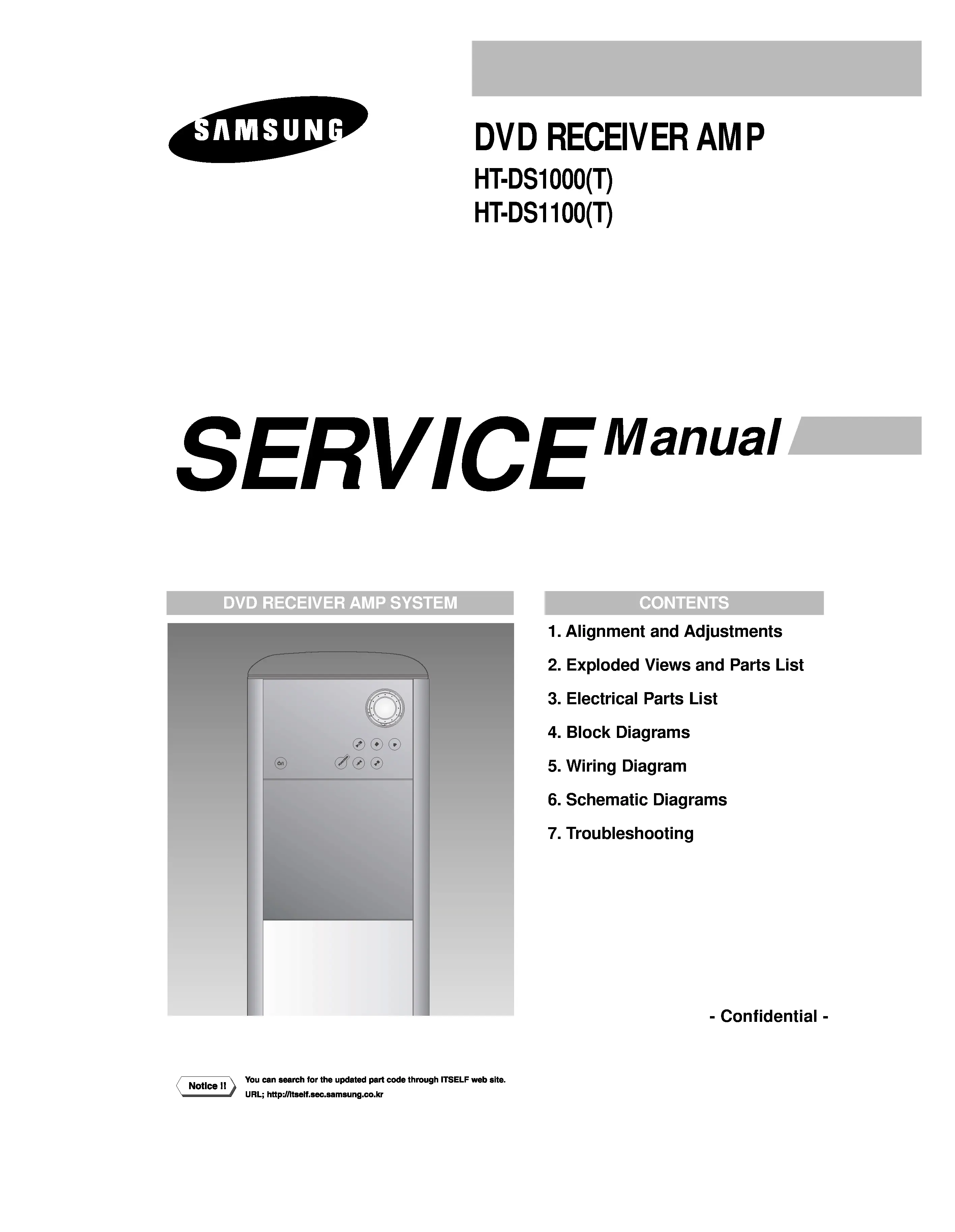 Samsung ht ds1000 ds1100 service manual cover