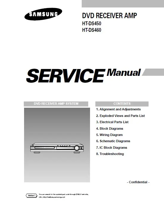 Samsung ht ds450 ds460 service manual cover