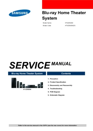 Samsung ht e5500w service manual cover