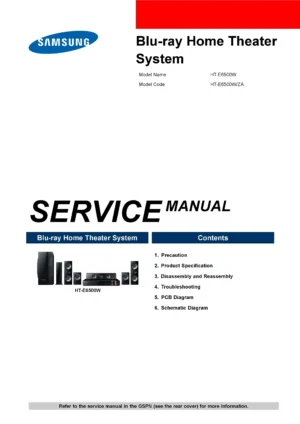 Samsung ht e6500w service manual cover