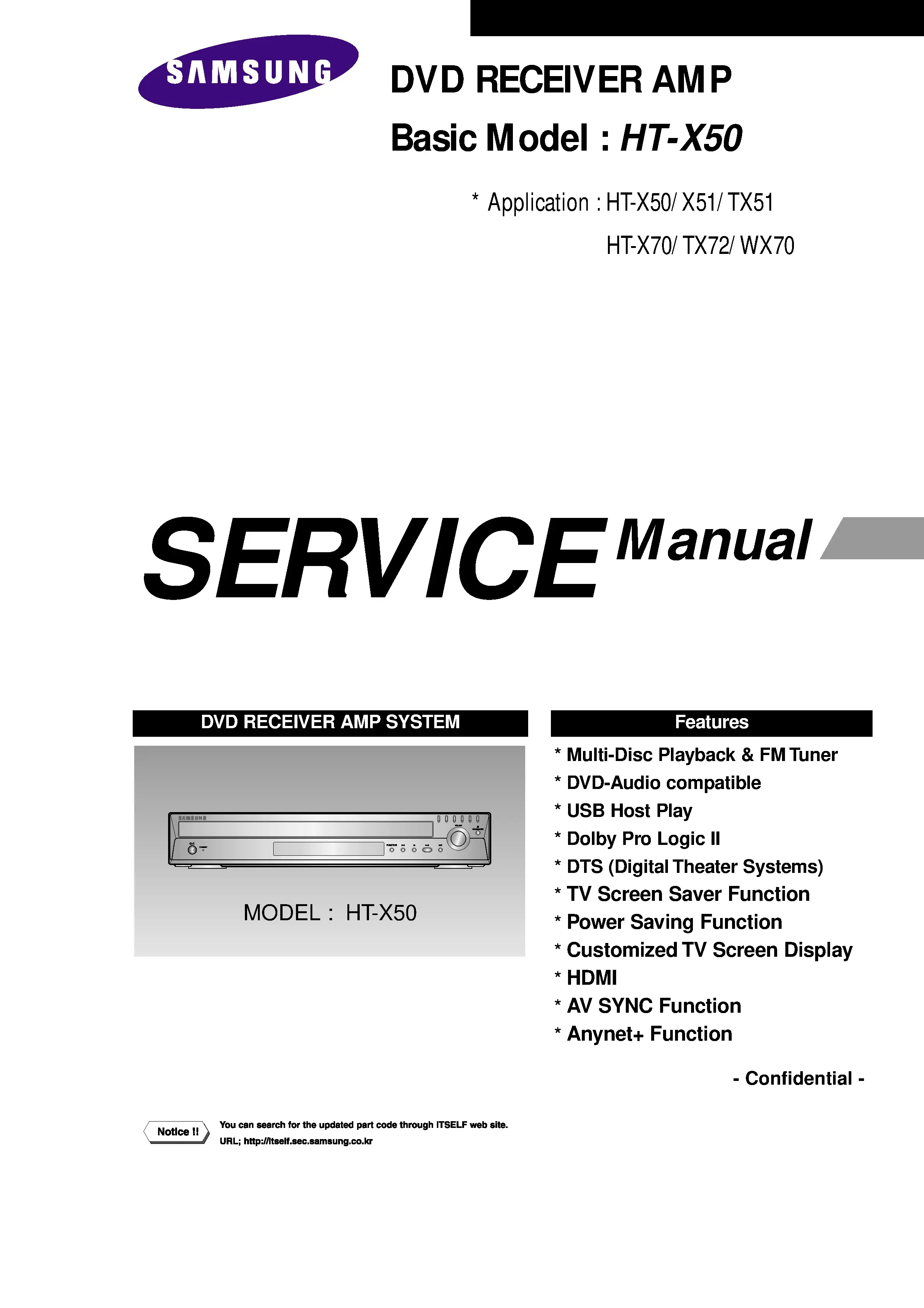 Samsung ht ht x50 x51 tx51 x70 tx72 wx70 service manual cover