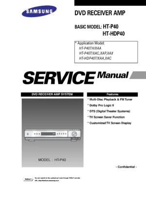 Samsung ht p40 hdp40 service manual cover