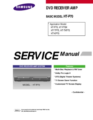 Samsung ht p70 tkp75 tp75 kp70 service manual cover
