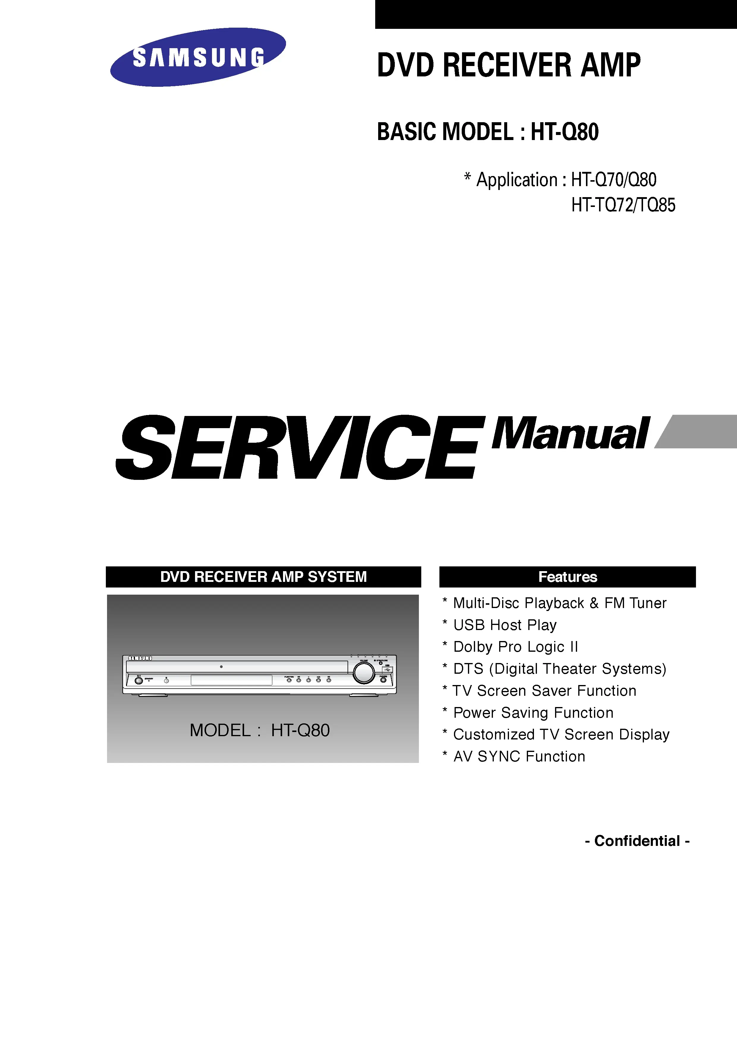Samsung ht q70 q80 service manual cover