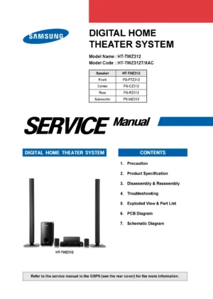 Samsung ht twz312 twz312t service manual cover