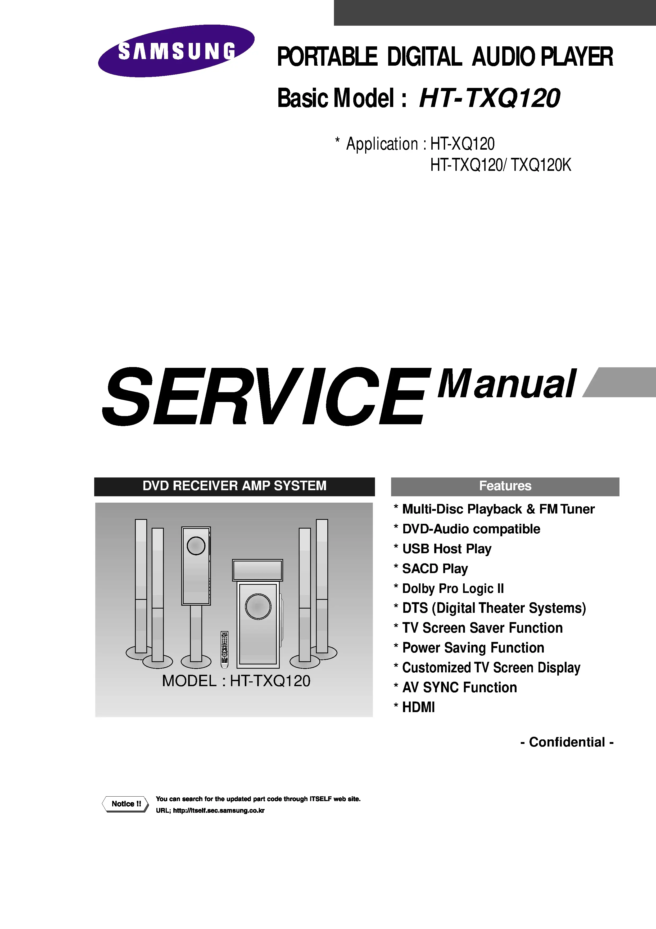 Samsung ht txq120 txq120k service manual cover
