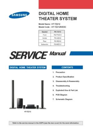 Samsung ht tz212 ht tz212r service manual cover