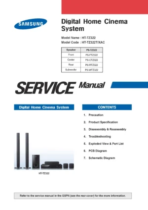 Samsung ht tz322 tz322t service manual cover