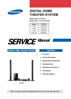 Samsung ht tz512 tz512t service manual cover