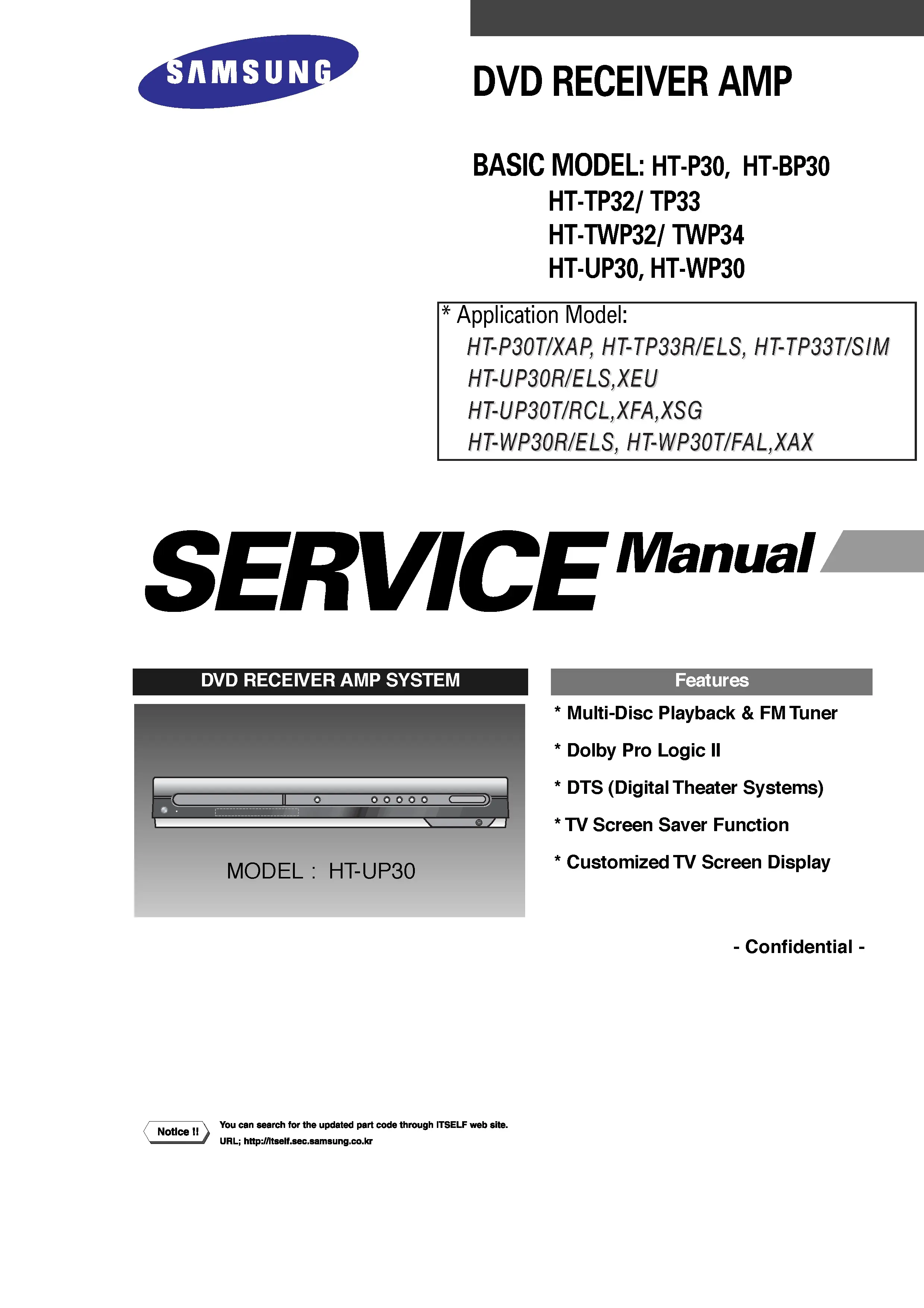 Samsung ht wp30 service manual cover