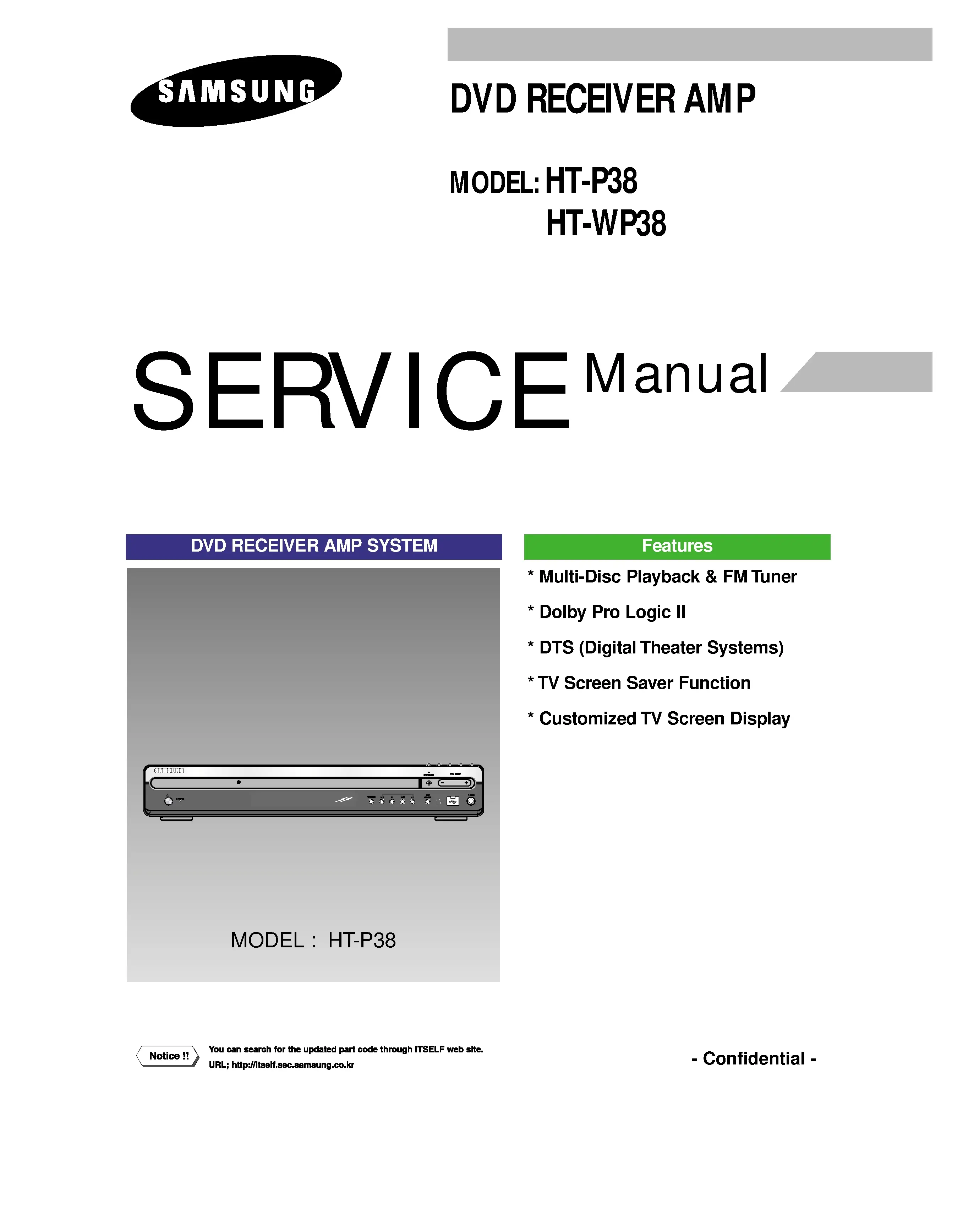 Samsung ht wp38 wp38th service manual cover