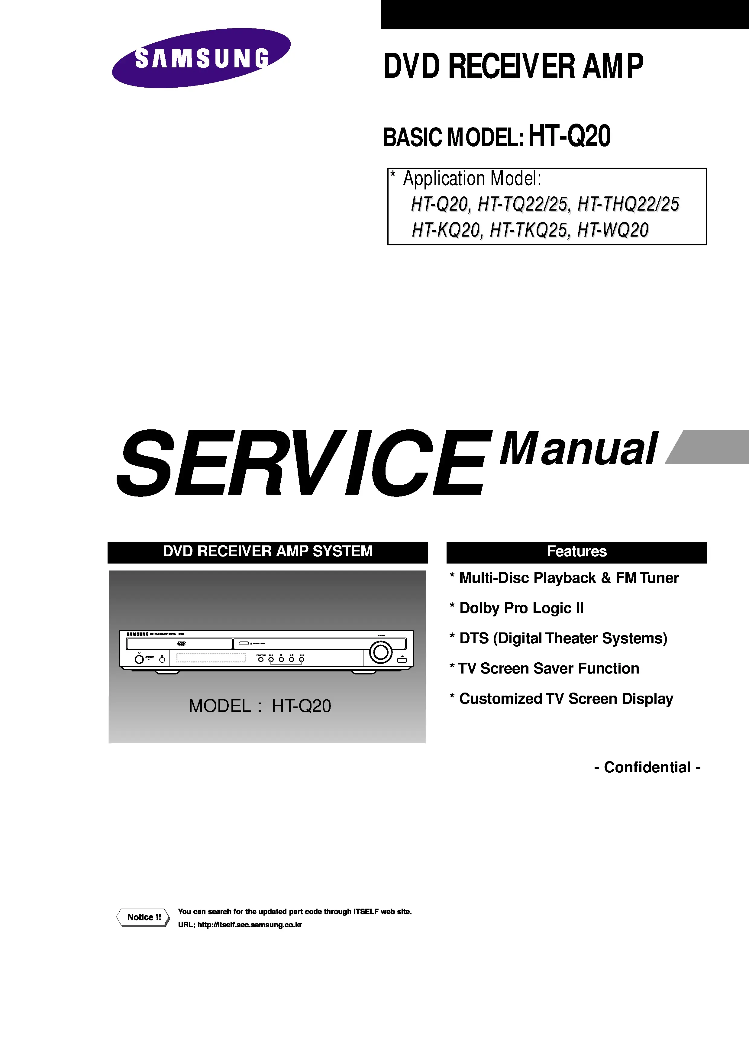Samsung ht wq20 service manual cover