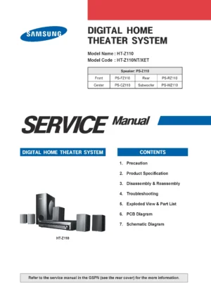 Samsung ht z110 ht z110nt service manual cover