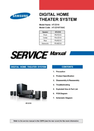 Samsung ht z310 z310t service manual cover
