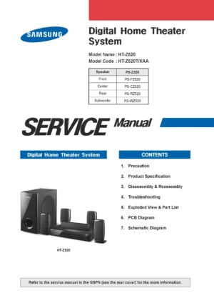 Samsung ht z520 z520t service manual cover