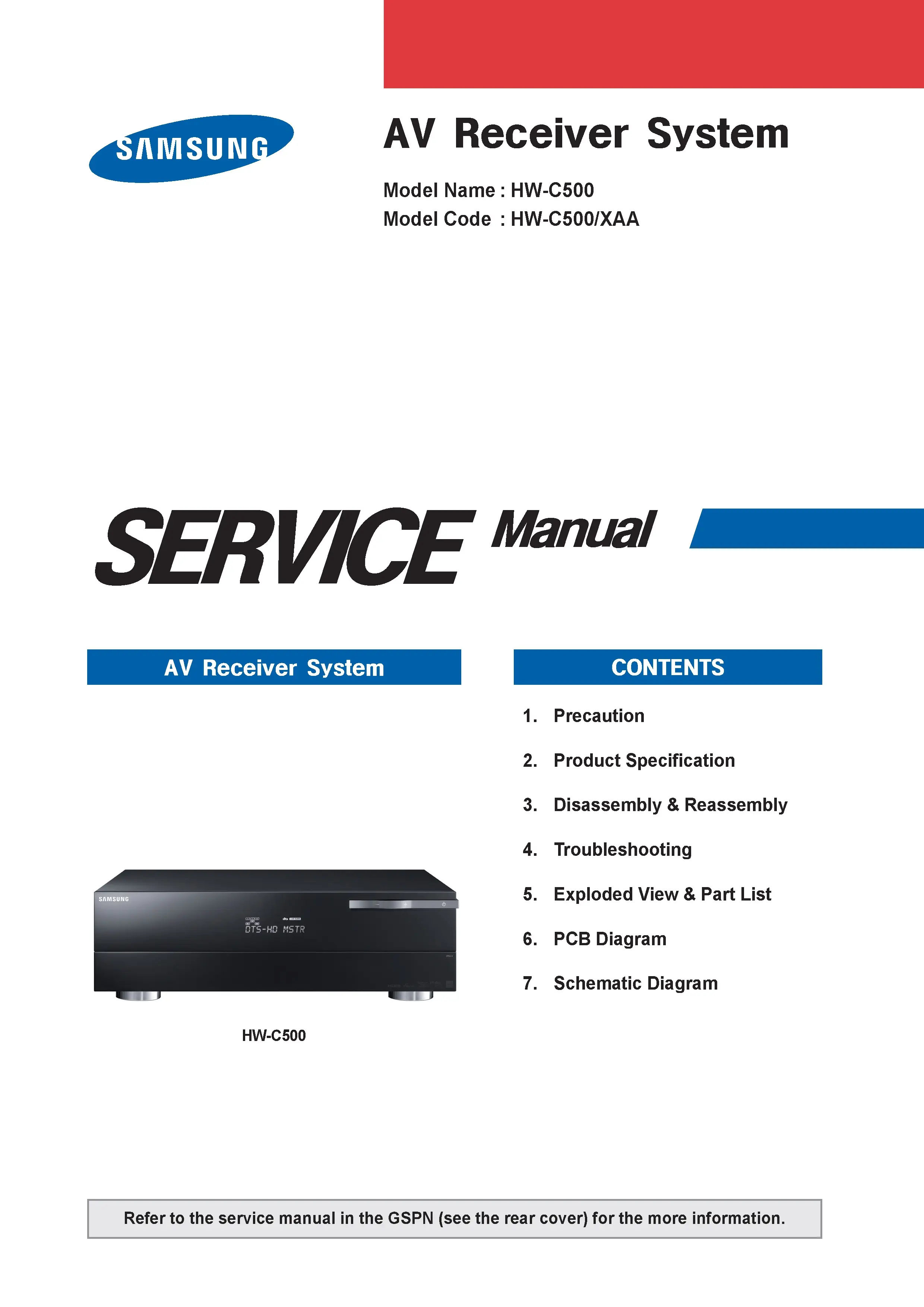 Samsung hw c500 service manual cover