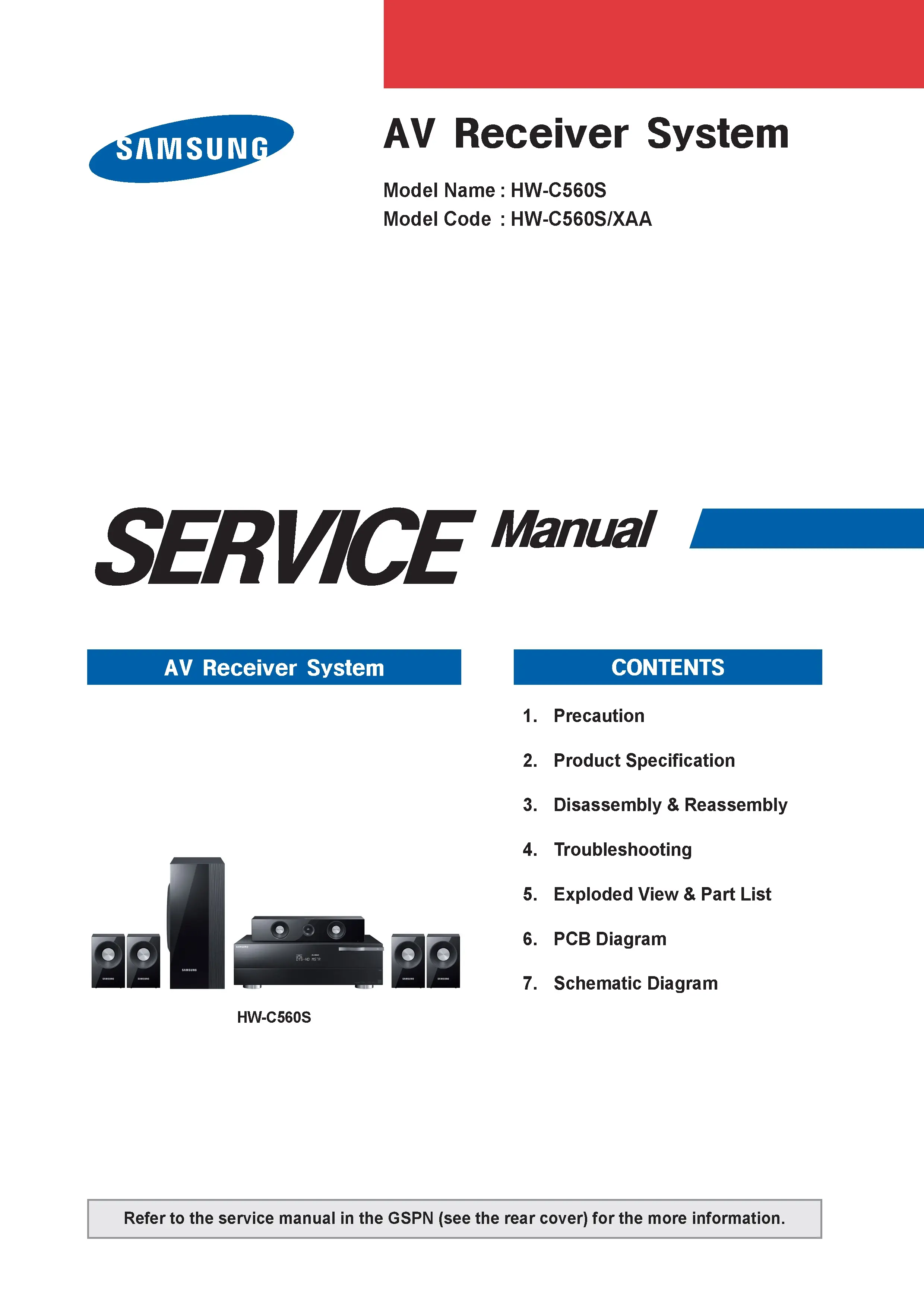 Samsung hw c560s service manual cover