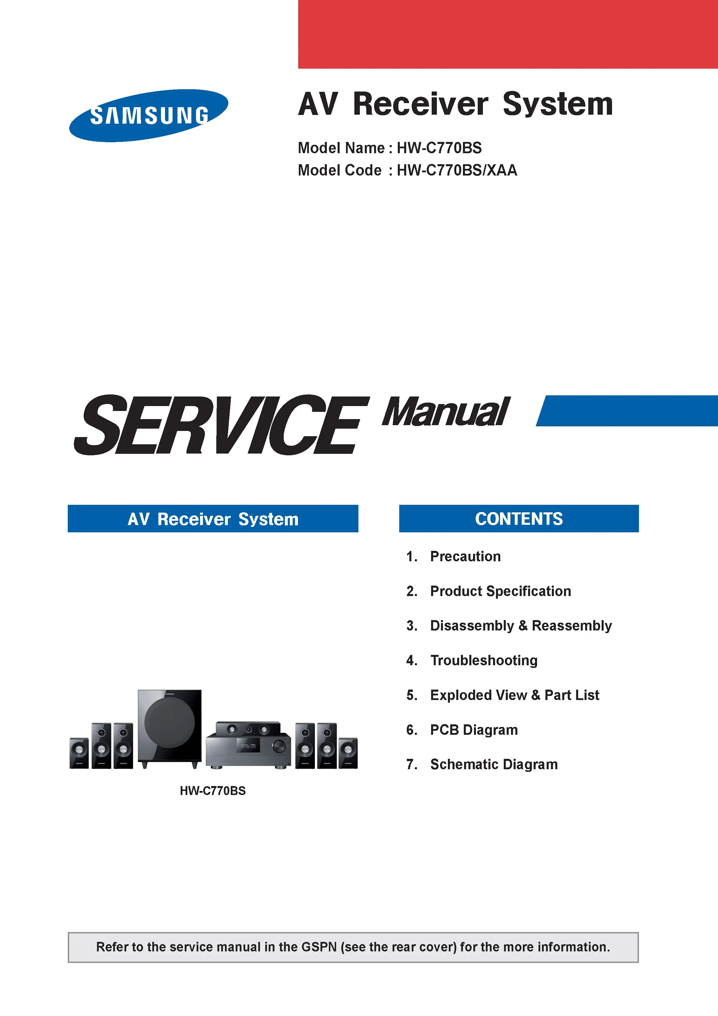 Samsung hw c770bs service manual cover