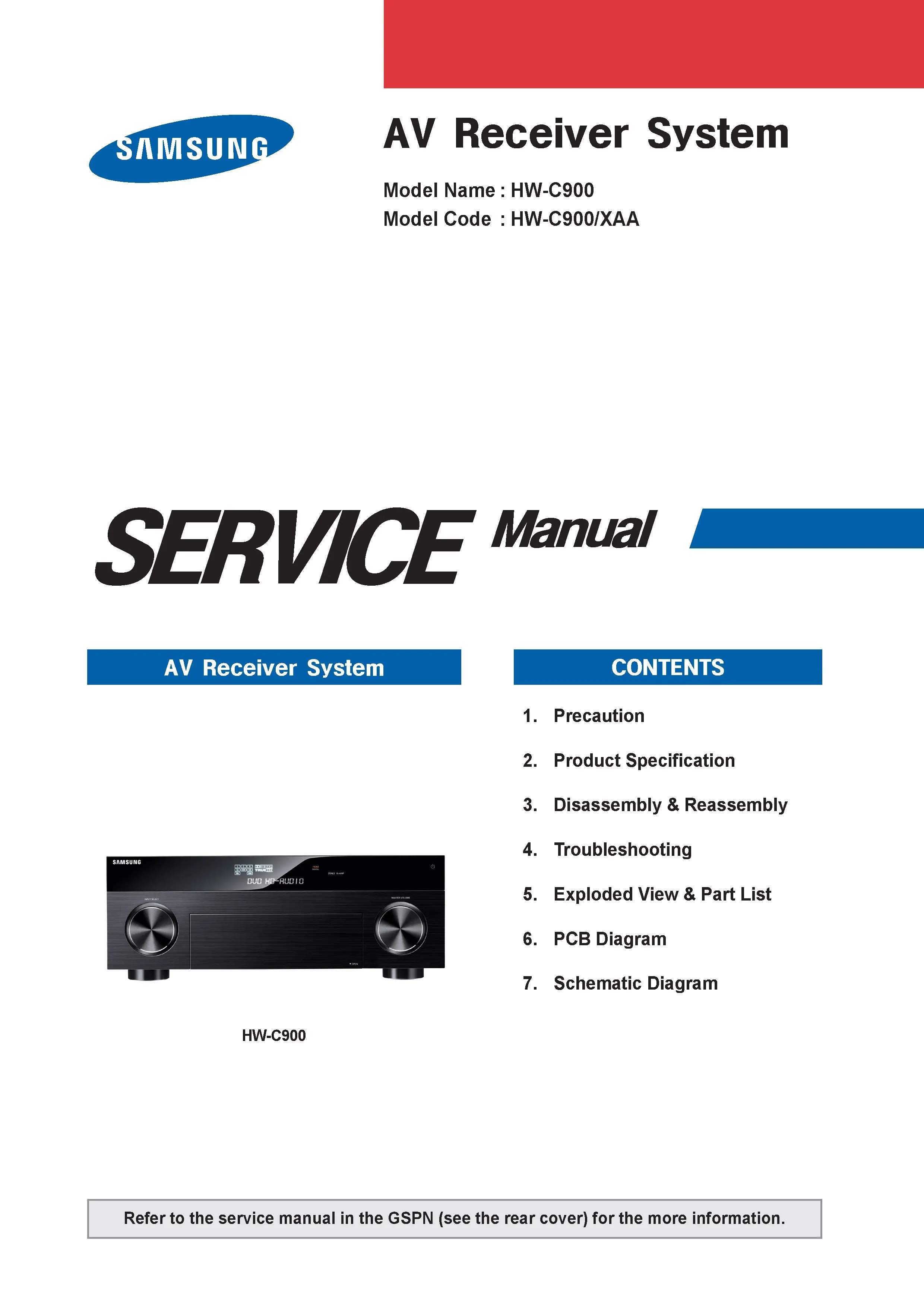 Samsung hw c900 service manual cover