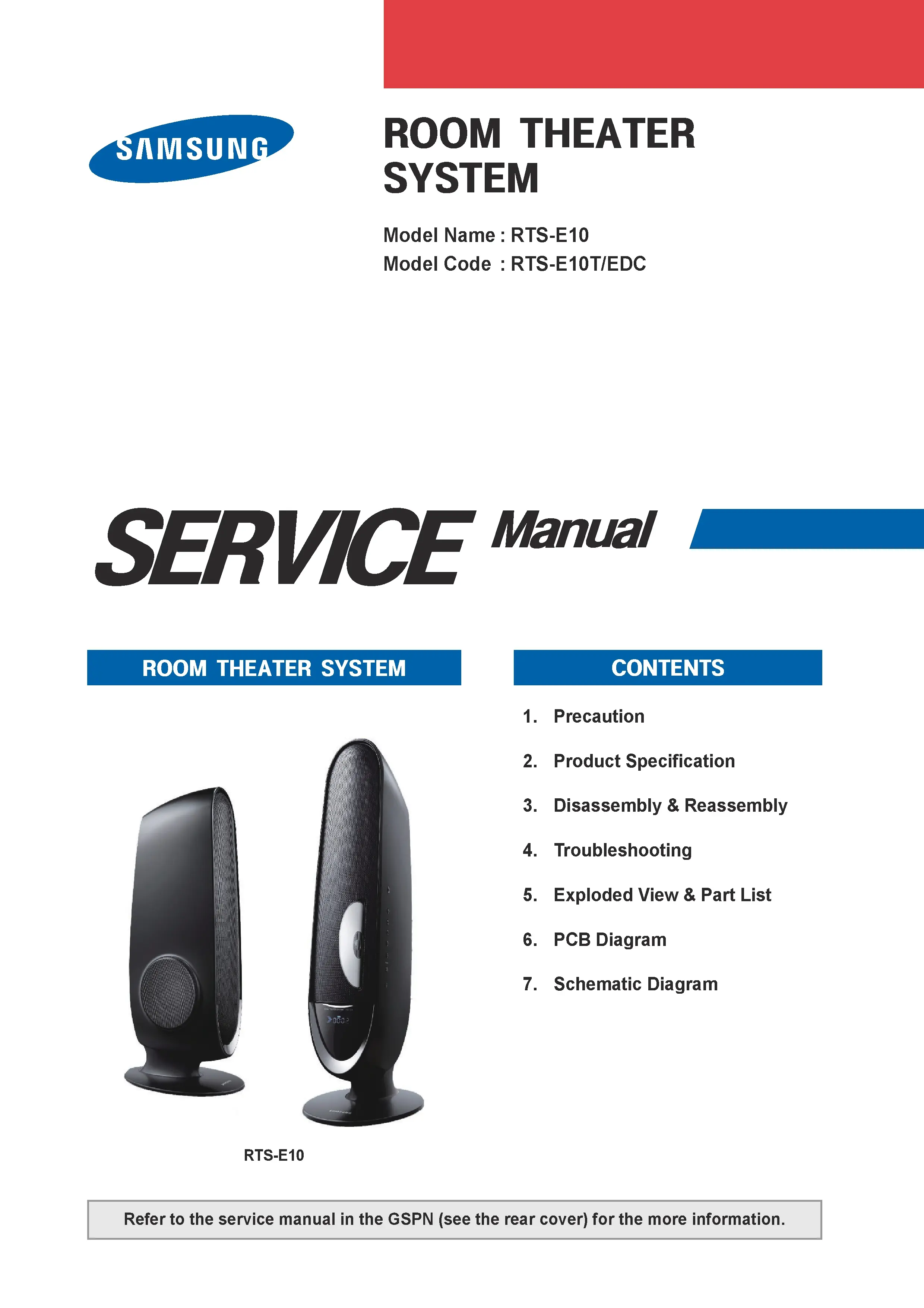 Samsung rts e10 e10t service manual cover
